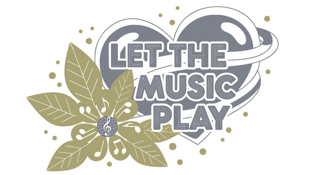 Music, let the music play, sound wave, floral design, vector graphics