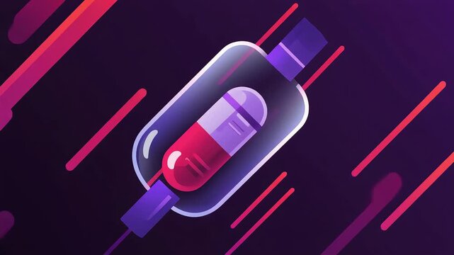 Animated capsule travel motion effect with glowing particles and abstract streaks video footage clip