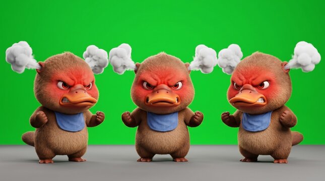 Three Angry Cartoon Ducks with Steam Coming from Their Heads.