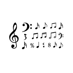 Fototapeta premium background Music Notes Symbols Collection Treble Clef Bundle Keywords: music