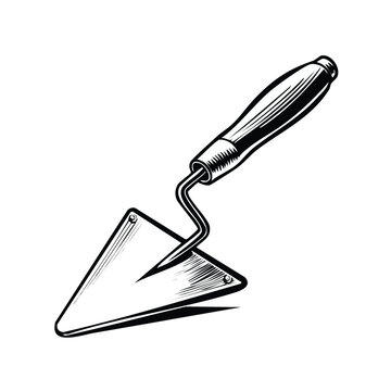 Masonry trowel hand tool vector illustration with construction bricklaying plastering concrete handtool building maintenance renovation equipment industrial contractor craftsman metallic