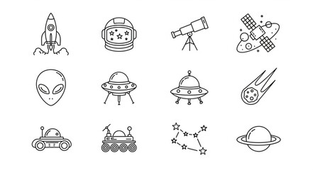 Space exploration and science fiction icons vector illustration. © Putra