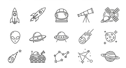 Space exploration and science fiction icons. © Putra