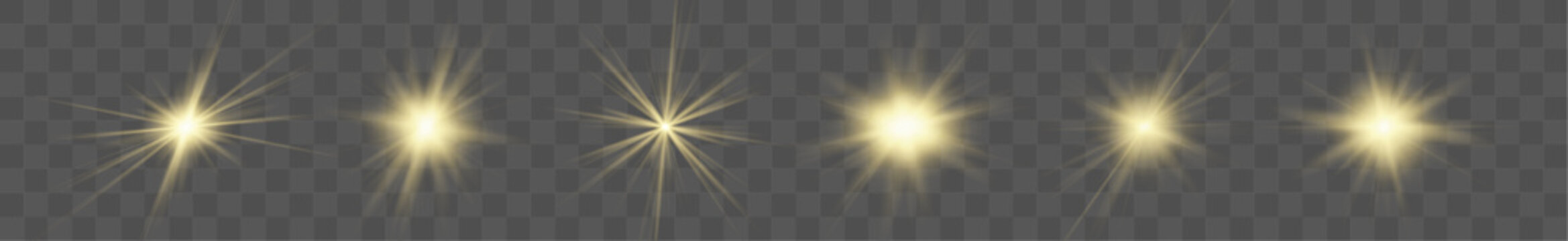 Golden sun glows with smooth shine and bright reflections. Warm tones create friendly summer mood. Perfect design element for visuals. Vector