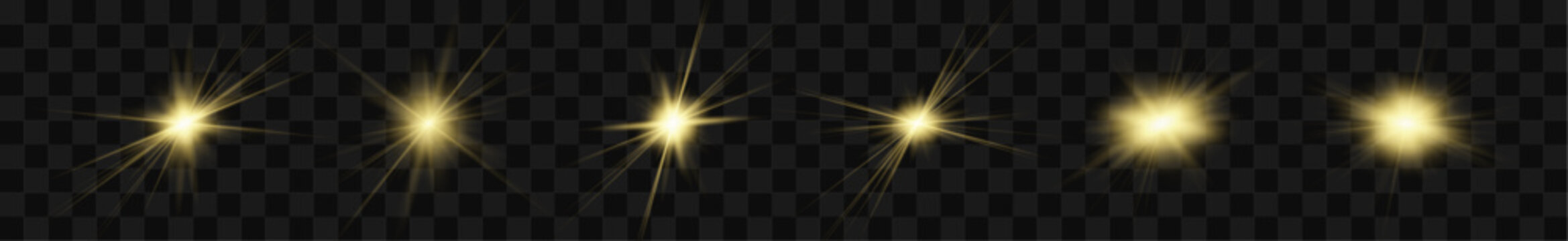 Set of glowing sun icons with elegant flares and radiant reflections. Warm light adds bright seasonal energy. Perfect design set for design systems. Vector