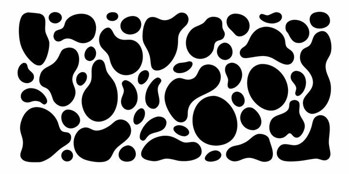 Abstract black and white pattern featuring irregular organic shapes