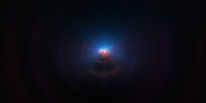 Dark background with a central radiating light effect and concentric rings, creating a mysterious focal point.