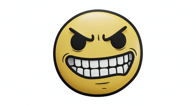 A close-up illustration of an angry emoticon face showing its teeth.
