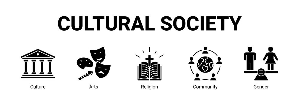 Cultural Society web banner icon concept, with Culture, Arts, Religion.