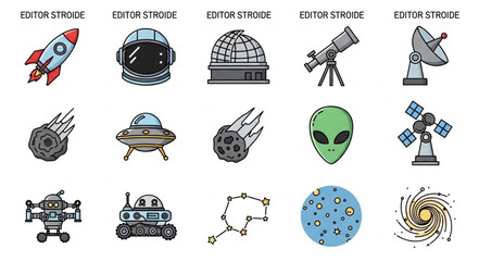 Space exploration and astronomy icons set. © Putra
