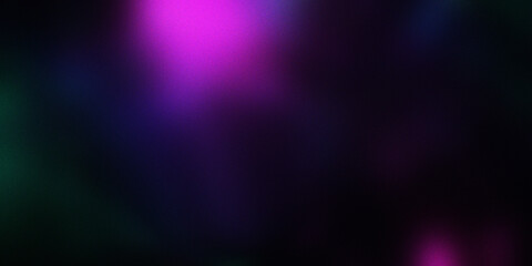 Dark neon purple and blue glowing bokeh background with film grain texture for futuristic night life and technology concepts. © Md