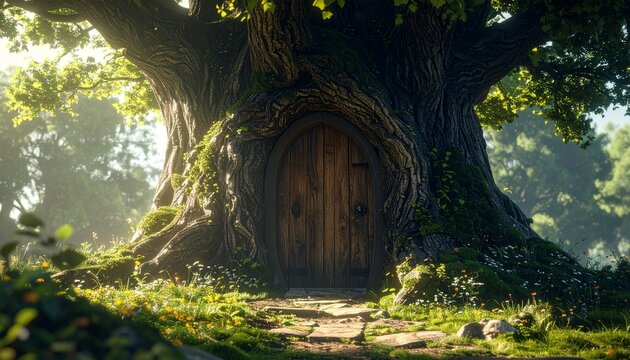 Enchanted Tree House - A Whimsical Forest Abode in Natures Embrace.