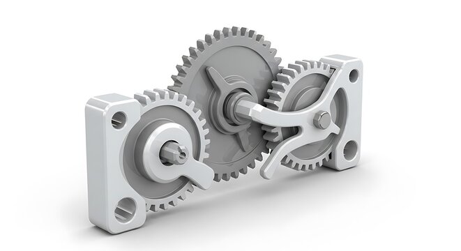 Gray metal gear system with mechanical levers
