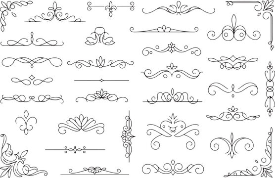 Set of 20 vintage ornamental dividers and frames vector