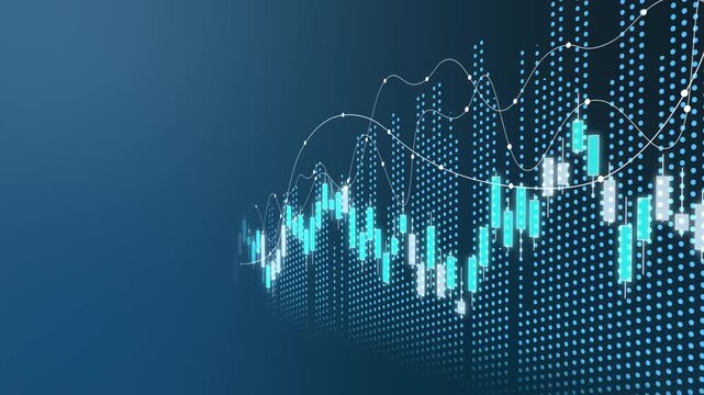 Futuristic fintech forex concept with blurry blue digital charts and financial interface over dark background showing stock market data and trading technology