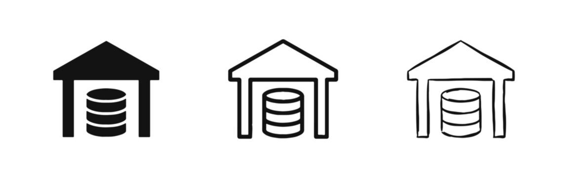 Data Center or Bank Storage Icon Set