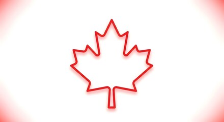 Fototapeta premium maple leaf outline with red neon glow on gradient background high quality professional detailed
