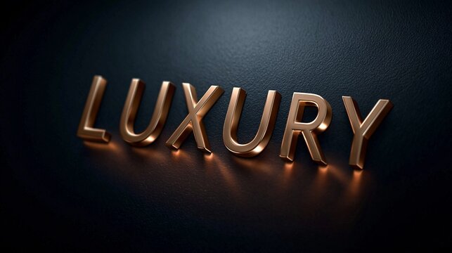 Das Wort &bdquo;Luxury" ist in goldenen Buchstaben auf einer dunklen, strukturierten Oberfl&auml;che dargestellt