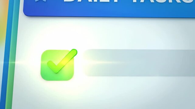 Colorful checklist icon with checkmarks, clean approval and task completion concept on a bright modern background, crisp detail, no logos