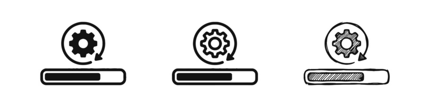 System loading and progress bar icon set, update and installation concept