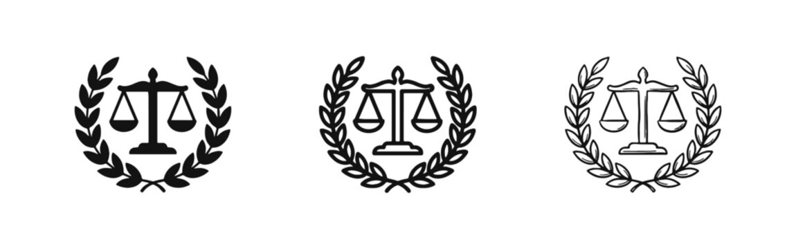 Law and justice scales icon set, legal and court concept
