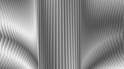 Fototapeta premium Abstract monochromatic vector illustration featuring a series of curved, overlapping vertical blades with a metallic gradient finish.