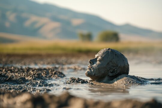 Skin treatment in outdoor mineral mud bath