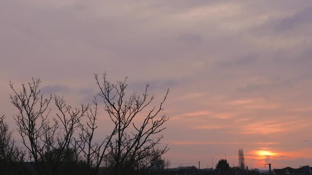 West Drayton Suburban Town, London Borough Of Hillingdon Cityscape Above Railway Station, Sunrise, West London Urban Skyline, England, UK