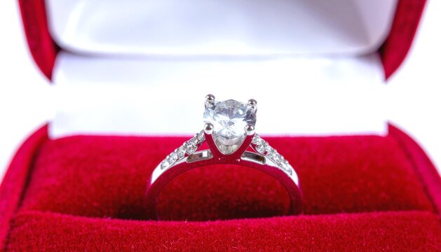 Close-Up Wedding Ring in Velvet Box Macro Isolated Elegant Luxury