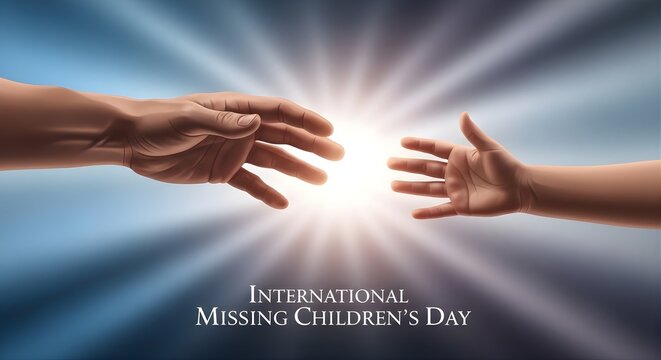 Emotional Hands Reaching in Separation Concept &ndash; International Missing Children&rsquo;s Day Awareness Illustration