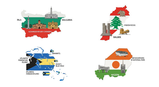 National Landmarks and Country Maps Collection