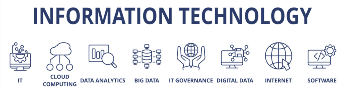 Creativity web banner icon set color multistyle vector illustrations concept with icon information tecjnology, cloud computing, datananlyrys, big data, it governance, digital data andinternet