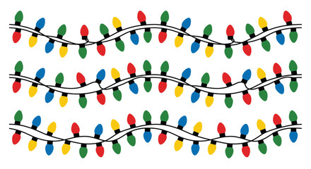 Fototapeta premium string lights with colorful bulbs on white background
