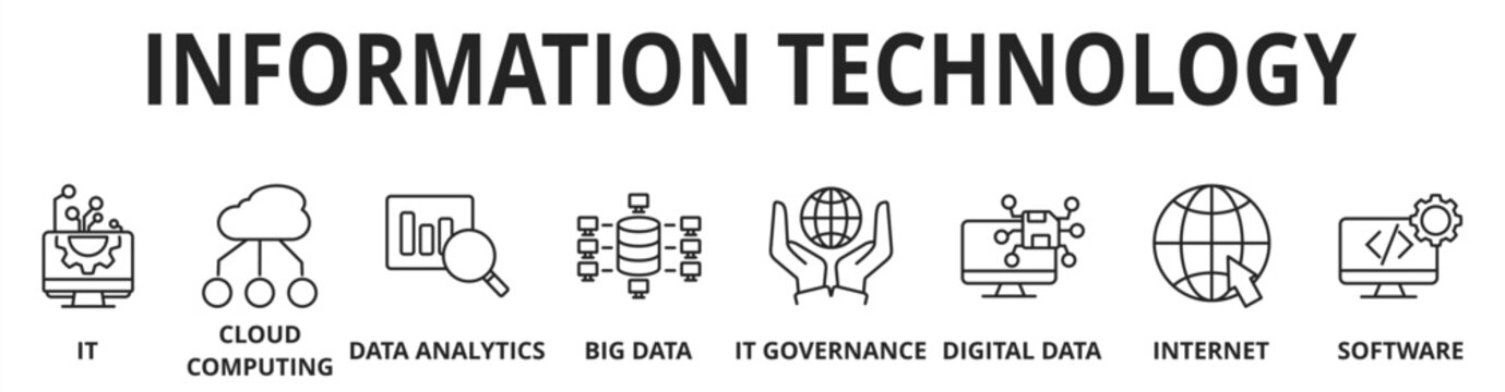 Creativity web banner icon set multistyle vector illustrations concept with icon information tecjnology, cloud computing, datananlyrys, big data, it governance, digital data andinternet