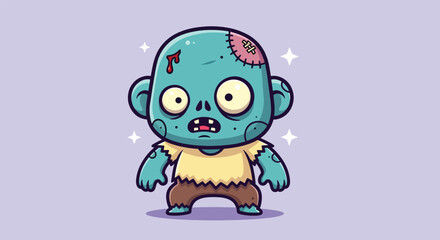 Fototapeta premium Cute Cartoon Zombie Character Illustration.