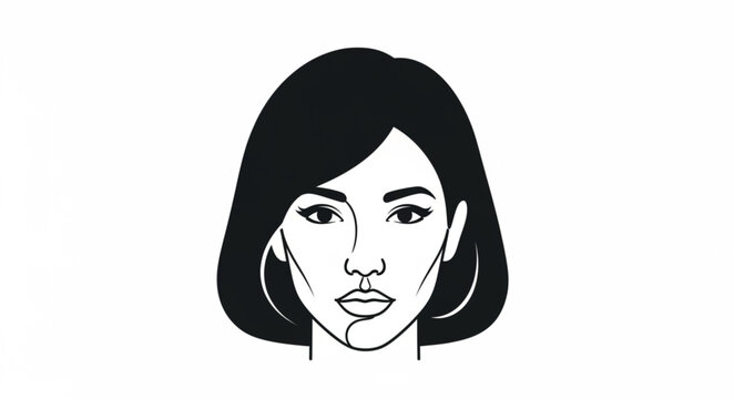 Stylized Black and White Portrait of a Womans Face.