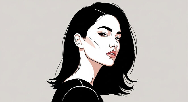 Stylish Woman Portrait Illustration.