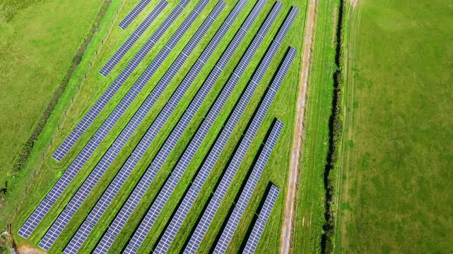 Aerial shot of Solar farm in Dorset UK