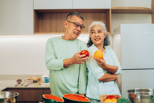 Happy Senior Couple Choosing Healthy Food