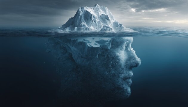 Freud'S Analogy Of An Iceberg: Describing The Three Levels Of The Mind As Consciousness, With Thoughts At The Surface.