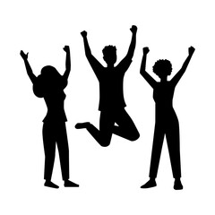 Fototapeta premium Silhouettes of People Celebrating Friendship Day