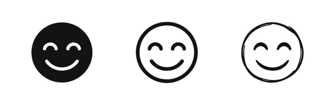Happy Smiling Face Emoticon Icons for Positive Mood Expression