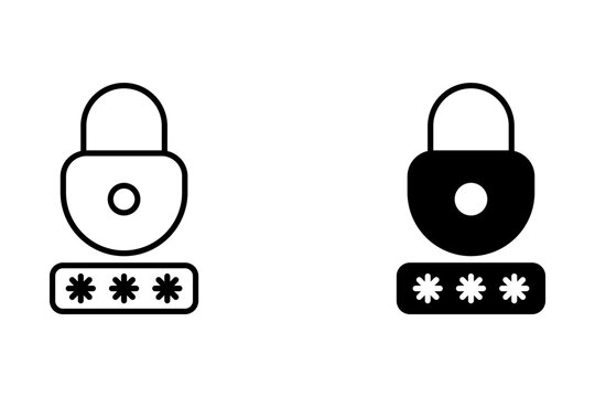 Security password icon in trendy flat and line style design. Padlock with password icon. Password symbol