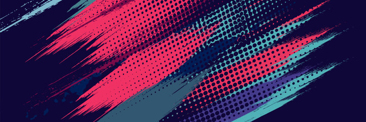 neon background brush game blue pink purple banner abstract paint stain vintage modern car wrap sticker, vector. © Darus Cell