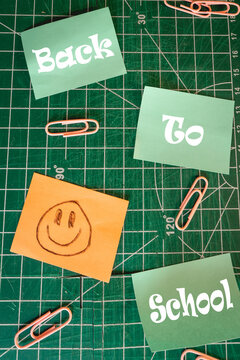 Back to school background, with different office or school supplies.