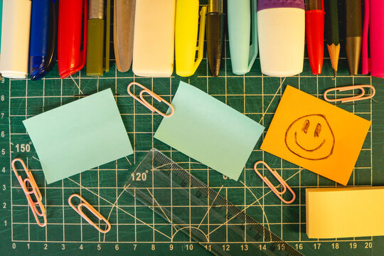 Back to school background, with different office or school supplies.