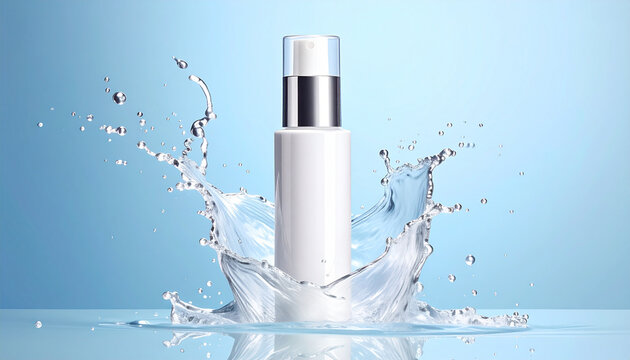 Cosmetic Bottle Splash Water Product Shot