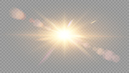 Plakat Vector transparent sunlight special lens flare light effect. 