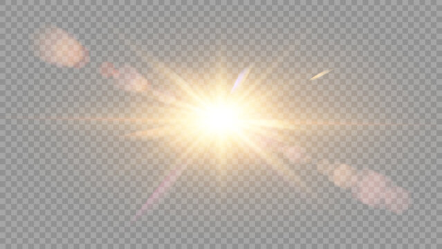 Vector transparent sunlight special lens flare light effect.	