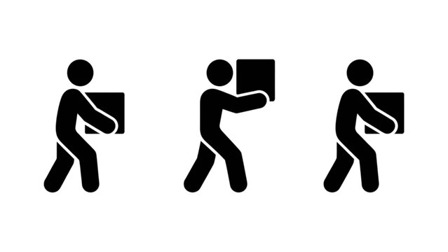 Person carrying box walking with delivery or moving concept Vector
